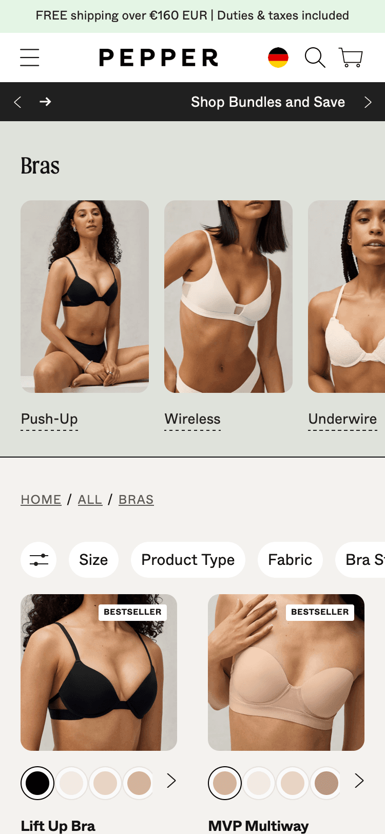 Pepper all products collection mobile