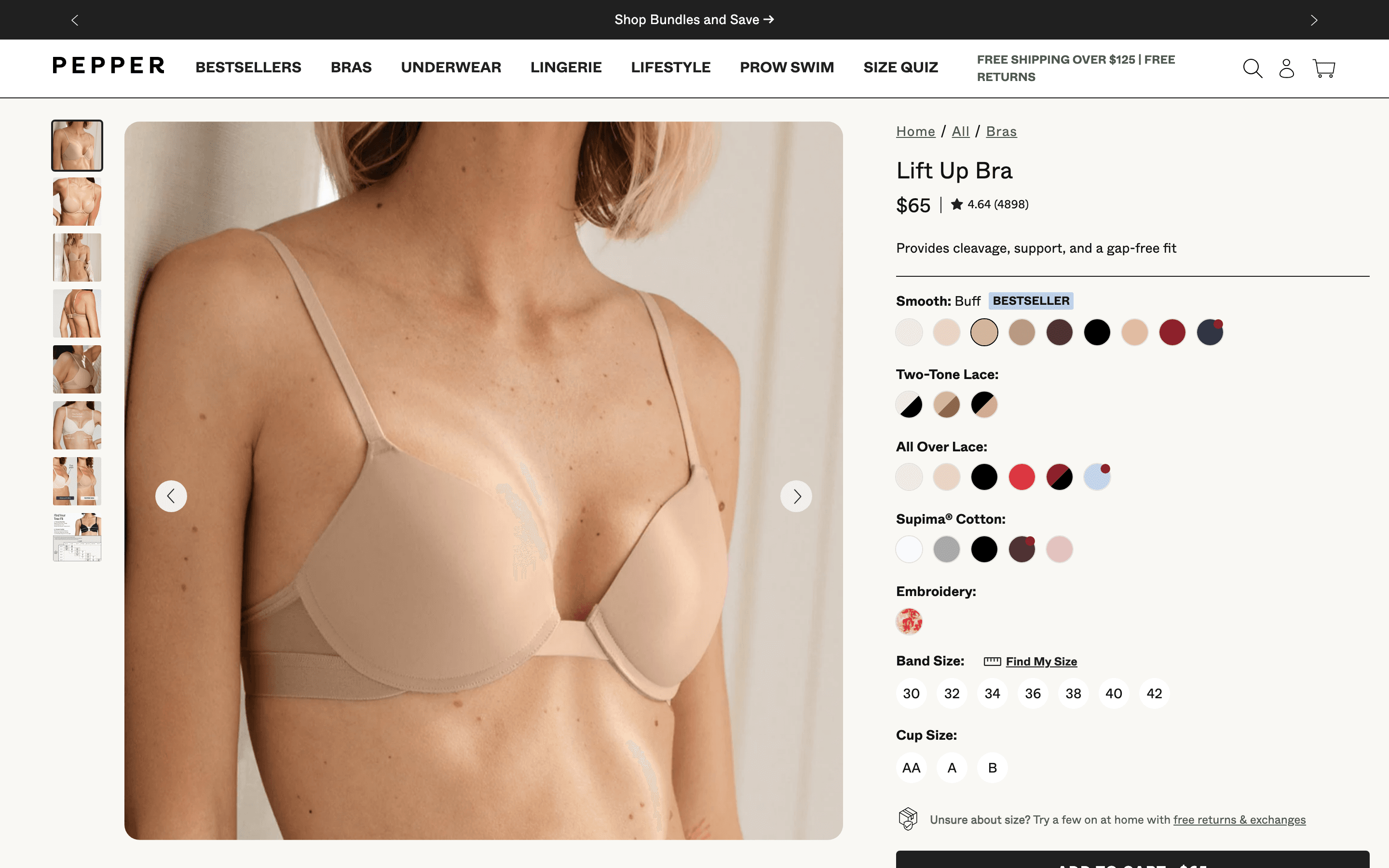 Pepper bra product page