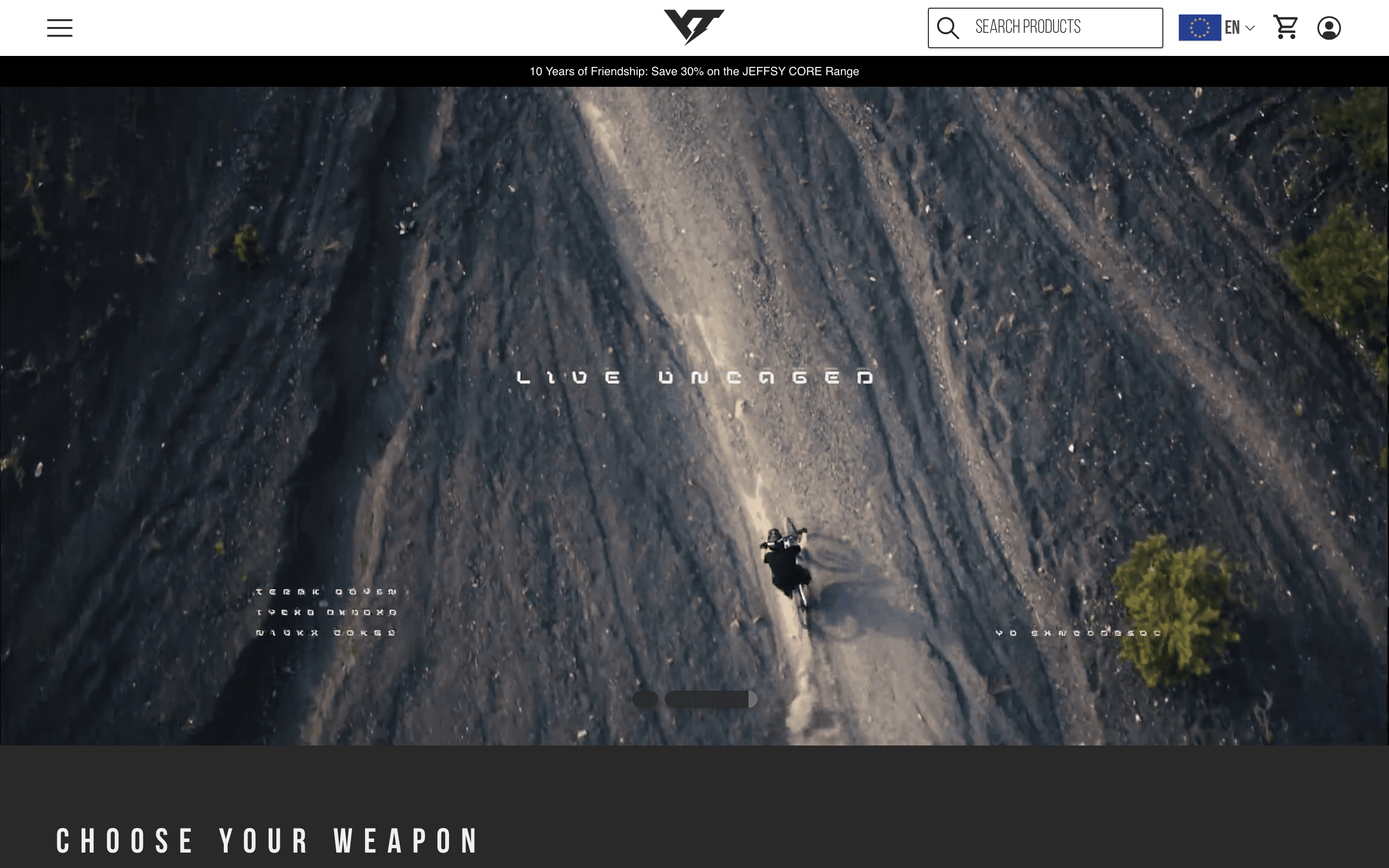 YT Industries homepage full view